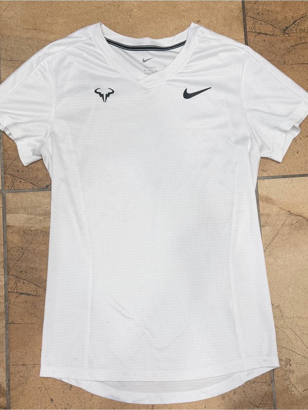 Nike White Short Sleeve Dri-FIT Performance Tee with Black Logos